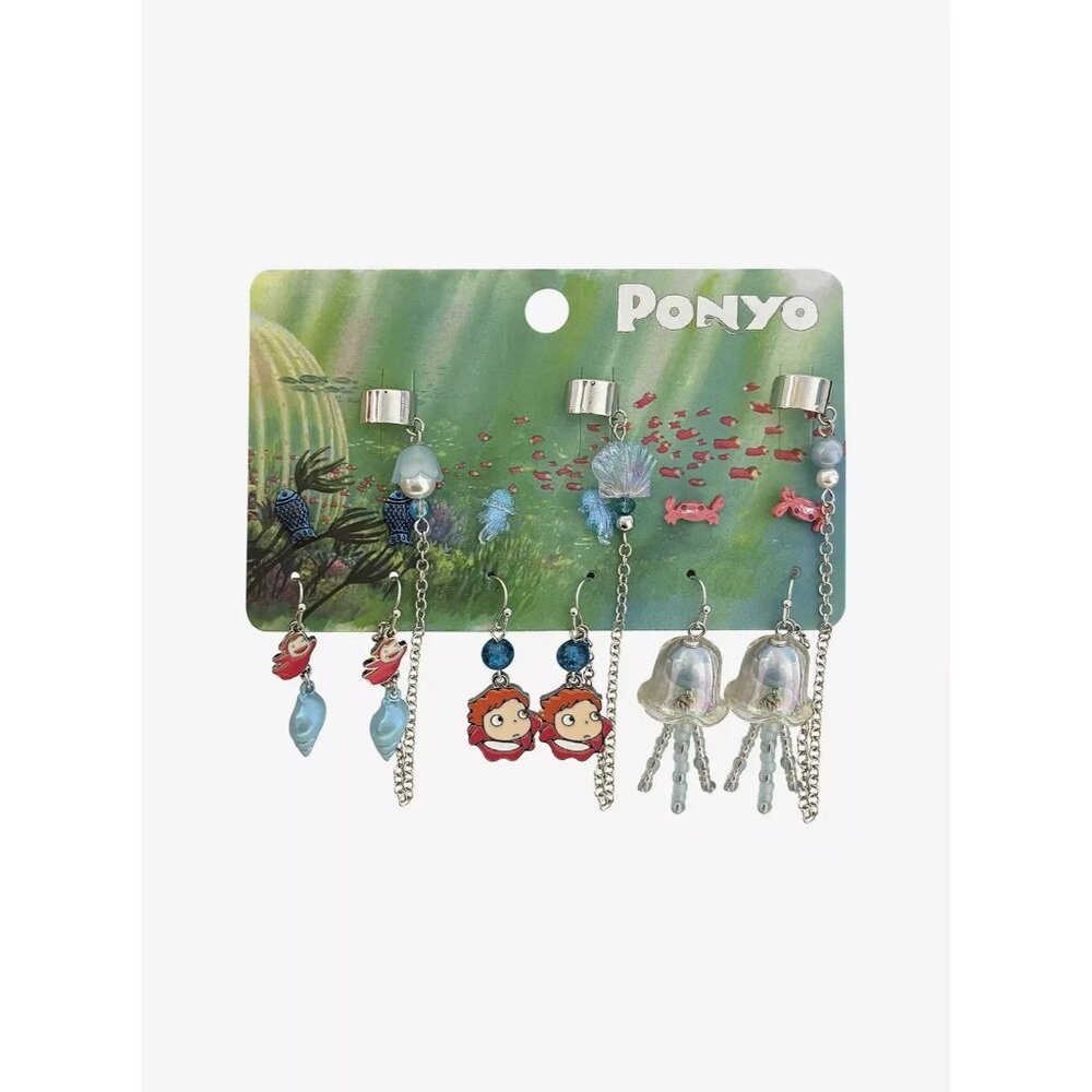 Her Universe Studio Ghibli Ponyo Ocean Charm Cuff Earring Set NEW